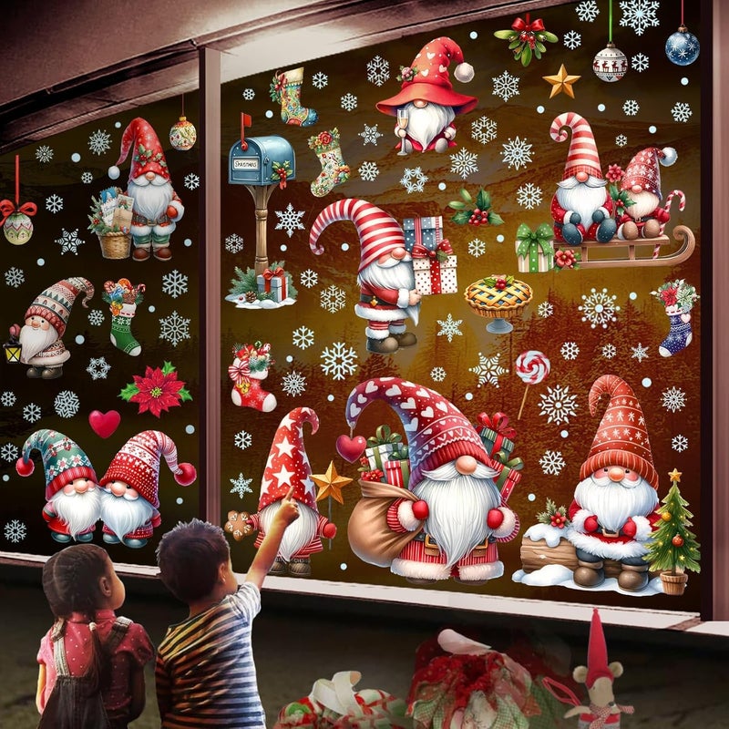 yinming Christmas Window Clings, Gnome Window Stickers,Window Decals Snowflake, Gnome Christmas Truck, Home Decorations,Thanksgiving Xmas Gifts,Kitchen, Living Room, Bedroom Window Stickers - Image 3